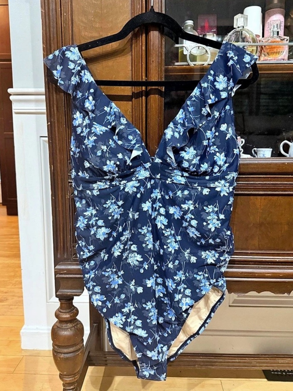 A Pea in the Pod Floral Ruffle One-Piece Maternity Swimsuit Maternity Swimsuit